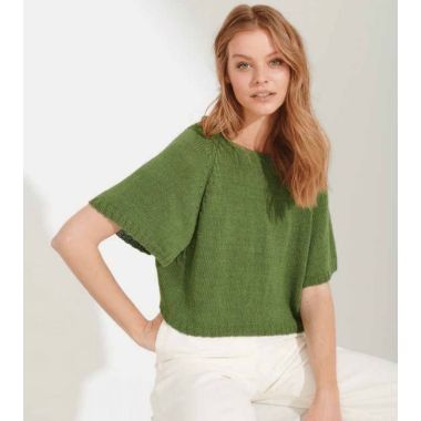 A Lana Grossa Solo Lino Pattern - Classic Pullover 16w-26 (PDF File)