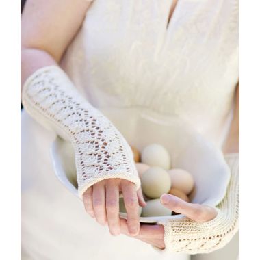 A Churchmouse Yarns and Teas Pattern - Lace-Back Fingerless Gloves (with 3 lace charts) (PDF)