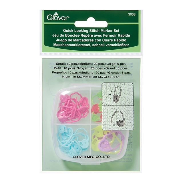 Clover Quick Locking Stitch Marker - Large Medium Small Set (Item #3033) on sale at Little Knits 