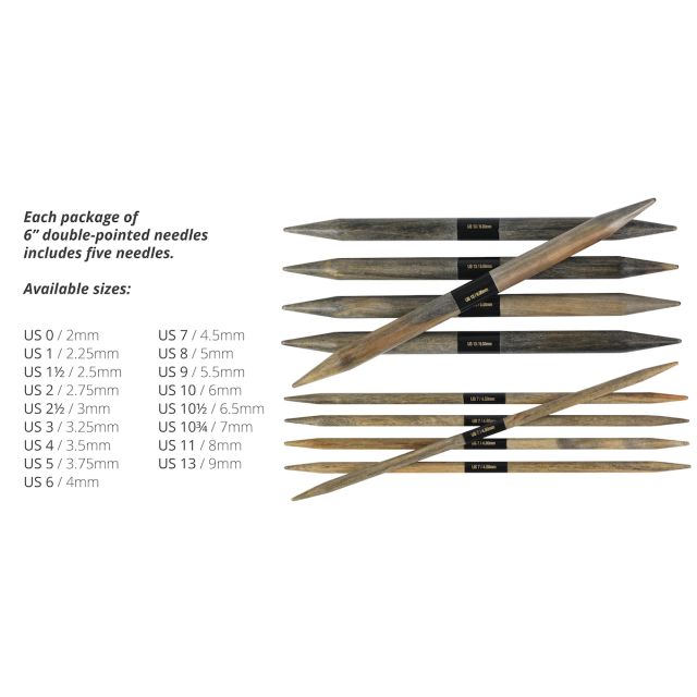 Lykke Driftwood 6 Inch Double Pointed Knitting Needles - US 6 (4mm)